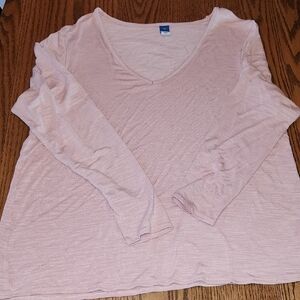 Old Navy Pale Pink Long Sleeve V-Neck Top